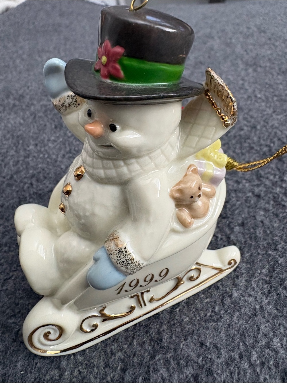 Lenox 1999 Annual Snowman Ornament Sleigh Full of Smiles